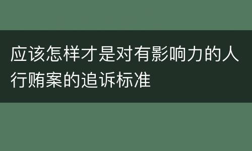 应该怎样才是对有影响力的人行贿案的追诉标准