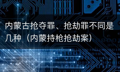 内蒙古抢夺罪、抢劫罪不同是几种（内蒙持枪抢劫案）