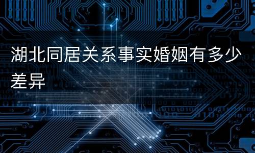 湖北同居关系事实婚姻有多少差异