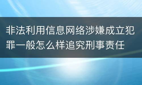 非法利用信息网络涉嫌成立犯罪一般怎么样追究刑事责任