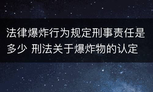 法律爆炸行为规定刑事责任是多少 刑法关于爆炸物的认定