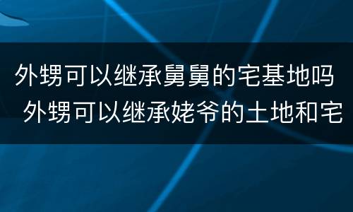 外甥可以继承舅舅的宅基地吗 外甥可以继承姥爷的土地和宅基地吗