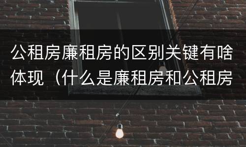 公租房廉租房的区别关键有啥体现（什么是廉租房和公租房两个有什么特点）