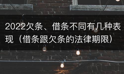 2022欠条、借条不同有几种表现（借条跟欠条的法律期限）