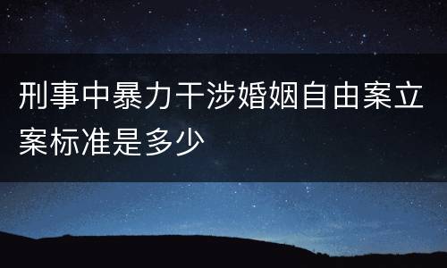 刑事中暴力干涉婚姻自由案立案标准是多少