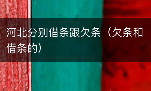 河北分别借条跟欠条（欠条和借条的）