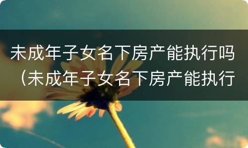 未成年子女名下房产能执行吗（未成年子女名下房产能执行吗）