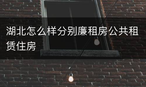 湖北怎么样分别廉租房公共租赁住房