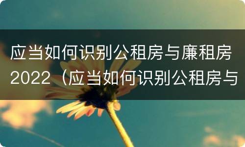 应当如何识别公租房与廉租房2022（应当如何识别公租房与廉租房2022年的区别）