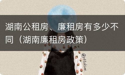 湖南公租房、廉租房有多少不同（湖南廉租房政策）