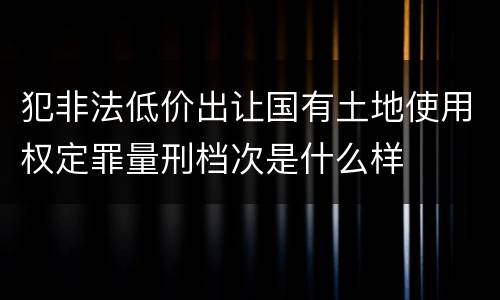 犯非法低价出让国有土地使用权定罪量刑档次是什么样