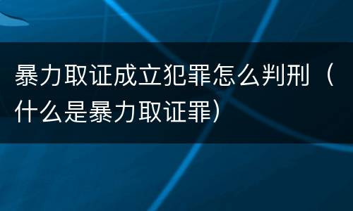 暴力取证成立犯罪怎么判刑（什么是暴力取证罪）