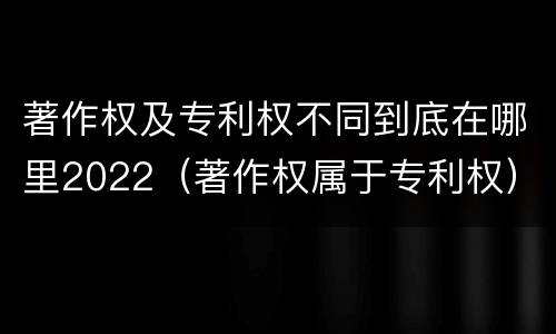著作权及专利权不同到底在哪里2022（著作权属于专利权）