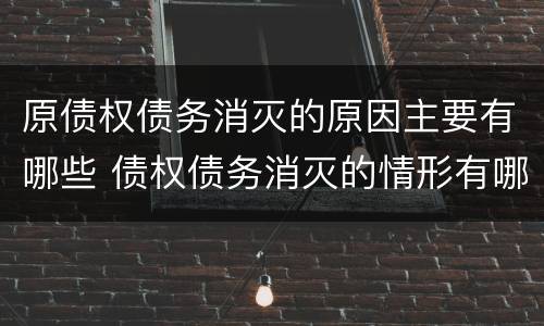 原债权债务消灭的原因主要有哪些 债权债务消灭的情形有哪些