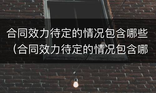 合同效力待定的情况包含哪些（合同效力待定的情况包含哪些情形）