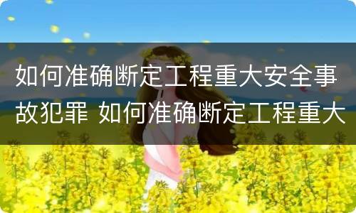 如何准确断定工程重大安全事故犯罪 如何准确断定工程重大安全事故犯罪责任