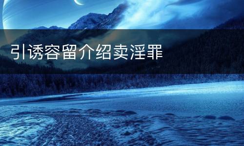 引诱容留介绍卖淫罪