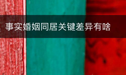 事实婚姻同居关键差异有啥