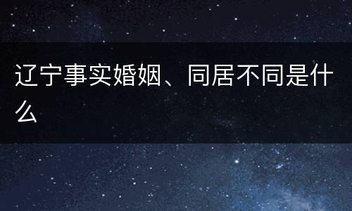 辽宁事实婚姻、同居不同是什么