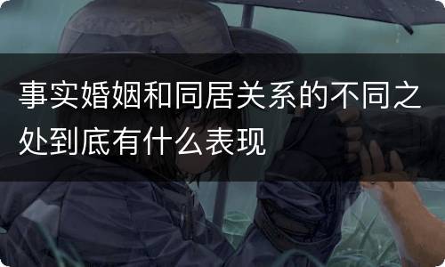 事实婚姻和同居关系的不同之处到底有什么表现