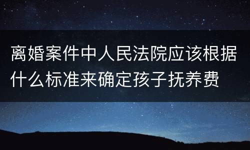 离婚案件中人民法院应该根据什么标准来确定孩子抚养费