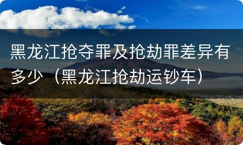 黑龙江抢夺罪及抢劫罪差异有多少（黑龙江抢劫运钞车）