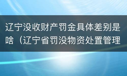 辽宁没收财产罚金具体差别是啥（辽宁省罚没物资处置管理办法）
