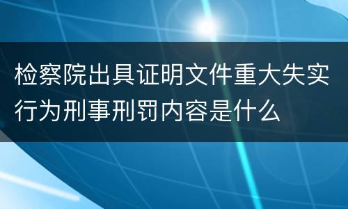检察院出具证明文件重大失实行为刑事刑罚内容是什么