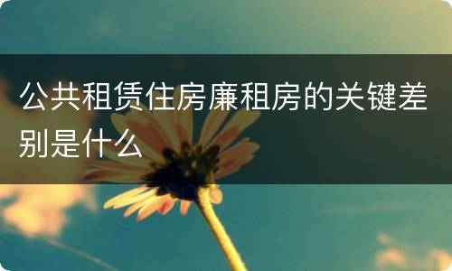 公共租赁住房廉租房的关键差别是什么