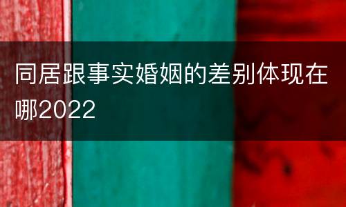同居跟事实婚姻的差别体现在哪2022