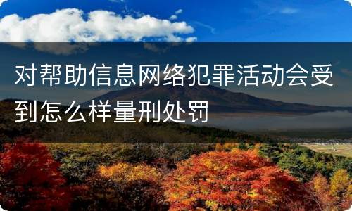 对帮助信息网络犯罪活动会受到怎么样量刑处罚