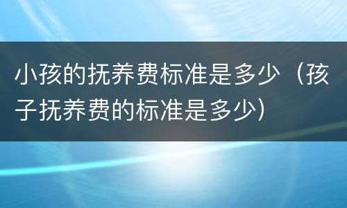 小孩的抚养费标准是多少（孩子抚养费的标准是多少）