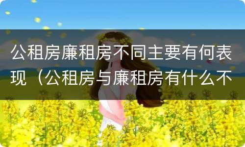 公租房廉租房不同主要有何表现（公租房与廉租房有什么不同）