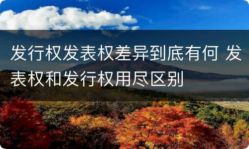 发行权发表权差异到底有何 发表权和发行权用尽区别