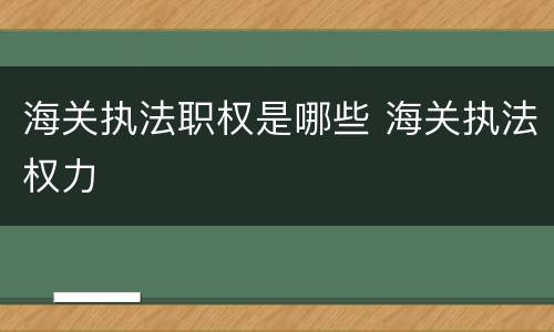 海关执法职权是哪些 海关执法权力