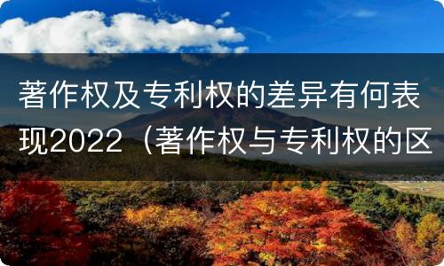 著作权及专利权的差异有何表现2022（著作权与专利权的区别和联系）