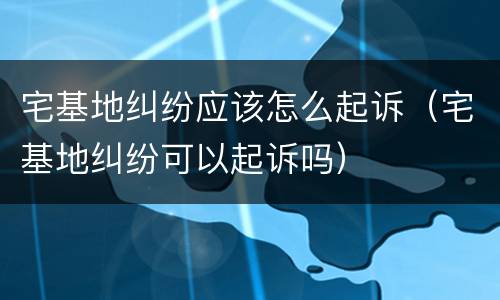 宅基地纠纷应该怎么起诉（宅基地纠纷可以起诉吗）