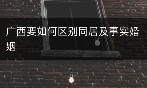 广西要如何区别同居及事实婚姻