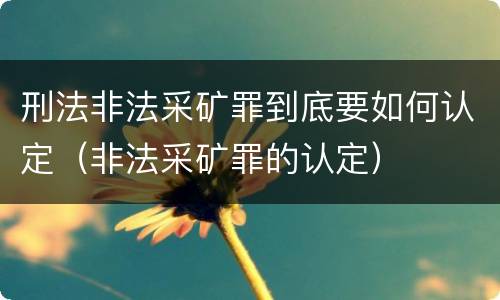 刑法非法采矿罪到底要如何认定（非法采矿罪的认定）