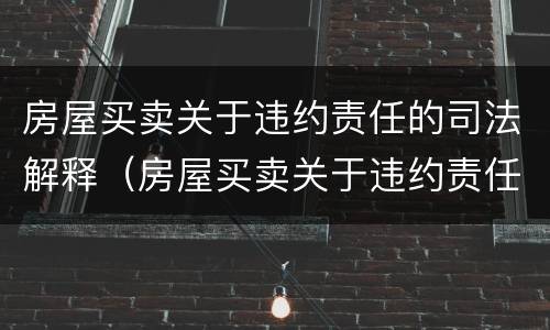房屋买卖关于违约责任的司法解释（房屋买卖关于违约责任的司法解释规定）