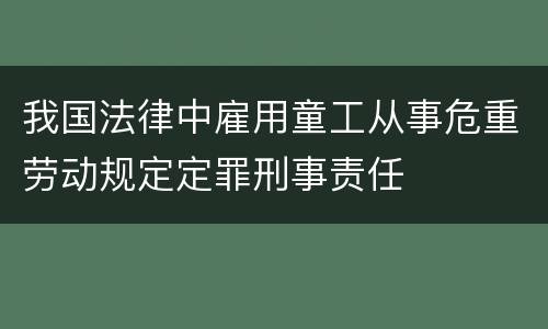 我国法律中雇用童工从事危重劳动规定定罪刑事责任