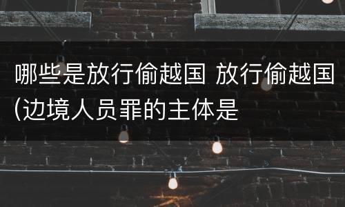 哪些是放行偷越国 放行偷越国(边境人员罪的主体是