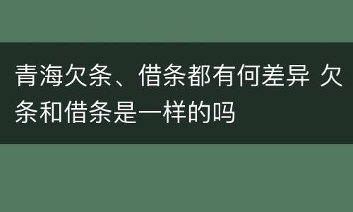 青海欠条、借条都有何差异 欠条和借条是一样的吗