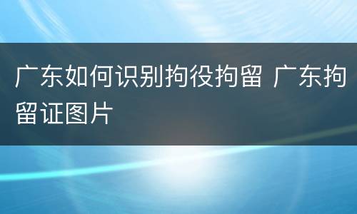 广东如何识别拘役拘留 广东拘留证图片