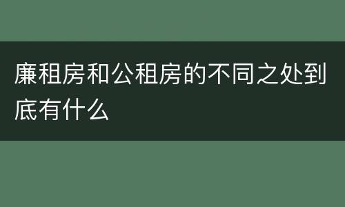 廉租房和公租房的不同之处到底有什么