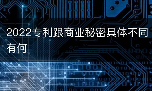 2022专利跟商业秘密具体不同有何