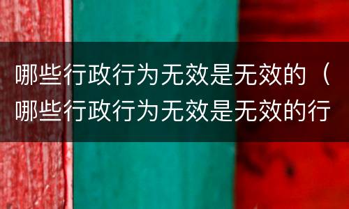 哪些行政行为无效是无效的（哪些行政行为无效是无效的行为）