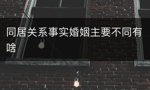 同居关系事实婚姻主要不同有啥