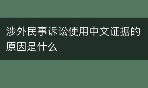涉外民事诉讼使用中文证据的原因是什么