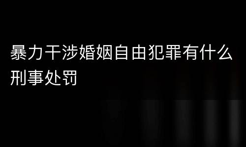 暴力干涉婚姻自由犯罪有什么刑事处罚